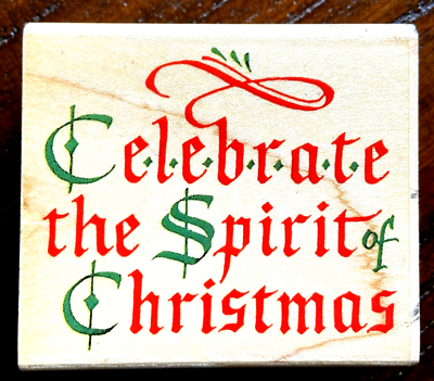 #ad Inkadinkado quot;CELEBRATE THE SPIRIT OF CHRISTMASquot; Holiday Rubber Stamp $6.00