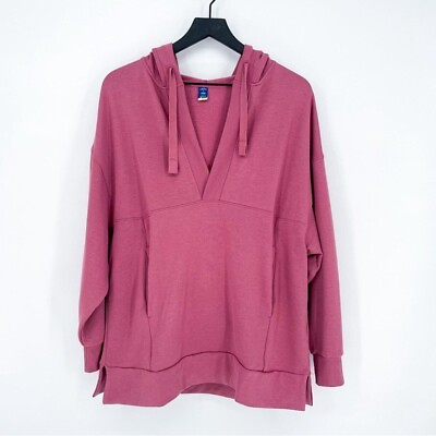#ad Old Navy Women#x27;s S Live In Cozy Knit French Terry Tunic Hoodie in Rosebloom $34.99
