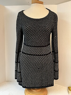 #ad White House Black Market Women#x27;s Size S Dress Knit Sweater Black Silver Metallic $23.99
