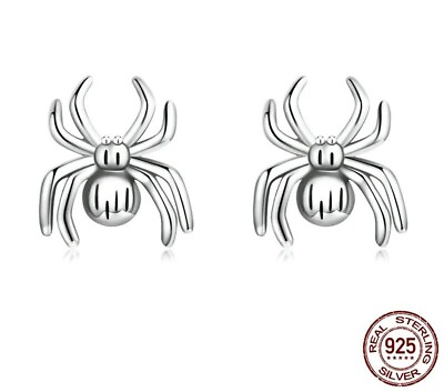 #ad Vintage 925 Sterling Silver Eight Legged Spider Stud Earrings for Women $21.24