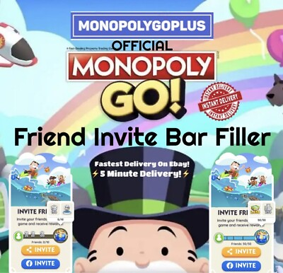 #ad ONLINE NOW ⚡️5 Min Delivery ⚡️Monopoly Go Friend Invite Bar Filler MAX 860 DICE $4.99