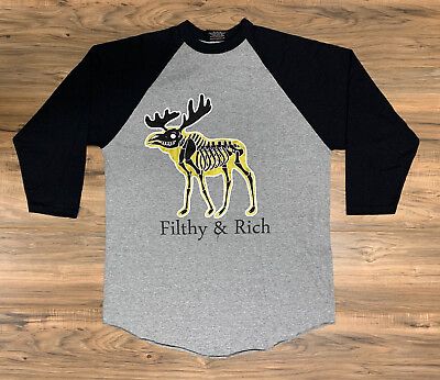 #ad Filthy Dripped Moose Baseball Shirt 3 4 Sleeve Men#x27;s Large $19.99