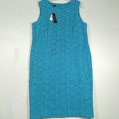#ad NEW Talbots Lace Turquoise Lace Dress Womens Sz 14W Sleeveless Lined Zipper $224 $69.97