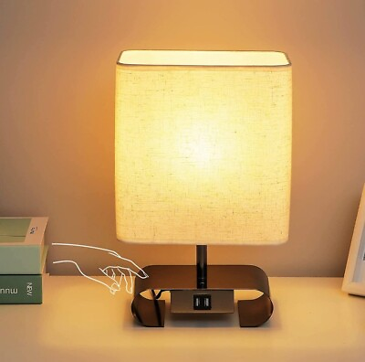 #ad USB Bedside Lamps Modern Iron Table Lamps with 2 USB Fast Charging Ports... $25.99