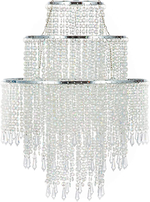 #ad Acrylic Chandelier Shade Ceiling Light Shade Beaded Pendant Lampshade with Crys $47.99