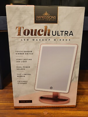 #ad Impressions Touch Ultra Led Makeup Mirror Rose Gold $40.00