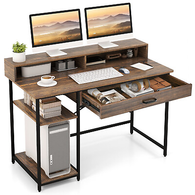 #ad 48quot; Computer Desk Workstation with Monitor Stand Storage Drawer amp; Open Shelves $169.99