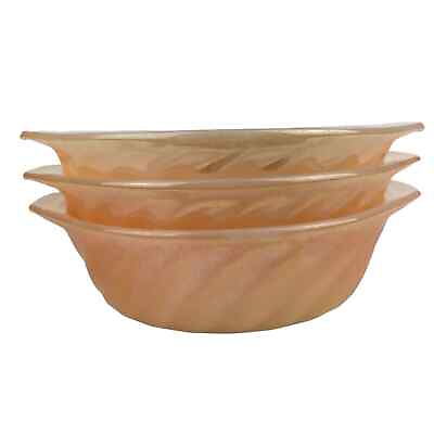 #ad Vintage Anchor Hocking Fire King Peach Lustre Swirl Small Casserole Bowls Set 3 $19.99