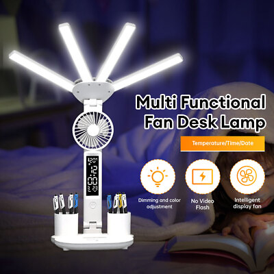 #ad Table Lamp Desk Light USB Charging Port Adjustable with Clock Date Temperature $27.12