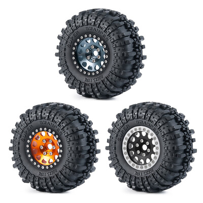 #ad 1.9 Inch Beadlock RC Wheel Rim Tires Set for 1:10 RC Axial SCX10 II 90046 TRX4 $44.03