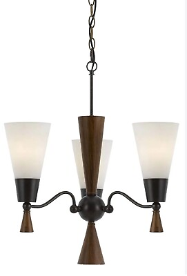 #ad Cal Lighting FX 3528 3 Verona 3 Light Chandelier Faux Mahogany Frosted White $127.99