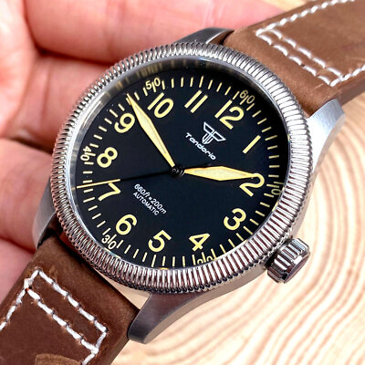 #ad Vintage Tandorio 39mm Automatic Pilot Watch Men 20ATM Japan NH35A PT5000 Leather $63.70