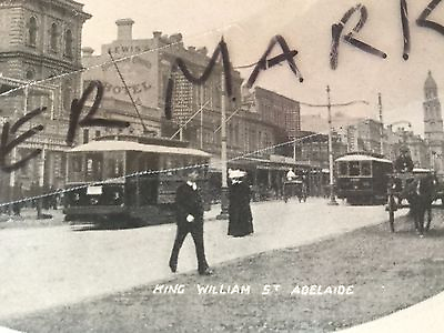 #ad Antique vintage old photo postcard King William Street Adelaide with trams AU $99.00