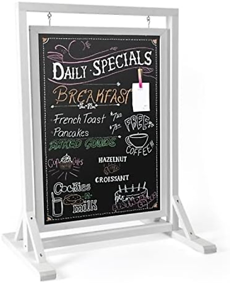 #ad Rustic Double Sided Swinging Chalkboard Sidewalk Sign 30 X 40 Inches White Mag $175.39