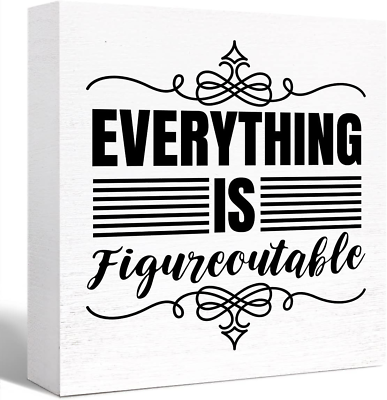 #ad Everything Is Figureoutable Desk SignInspirational Office Wooden Block Signs Ta $18.22