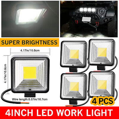 #ad 2 4 Pack Square LED Work Light Pods SPOT Lights For Truck Off Road Tractor 12V $15.98