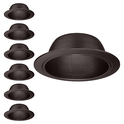 #ad 6 inch Recessed Can Light Trim with Oil Rubbed Bronze Step Baffle Pack of 6 $39.99