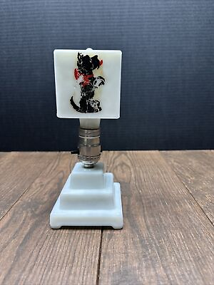 #ad Houze Art Vintage Deco Lamp amp; Shade Scotty Dog Scottish Terrier Milk Glass $45.00