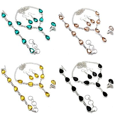 #ad Mix Gemstone Handmade 925 Sterling Silver Jewelry Set Variation Selection $12.99