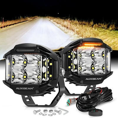 #ad AUXBEAM 4#x27;#x27; 92W Side Shooter LED Cube Pods Off Road Driving Lamps Work Light Bar $125.99