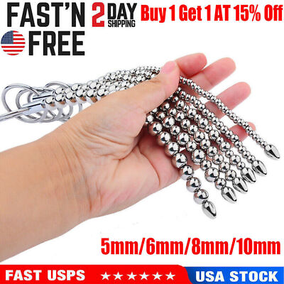 #ad Stainless Steel Beads Long Urethral Plug Sounding Penis Plug Rod Urethra Dilator $11.99