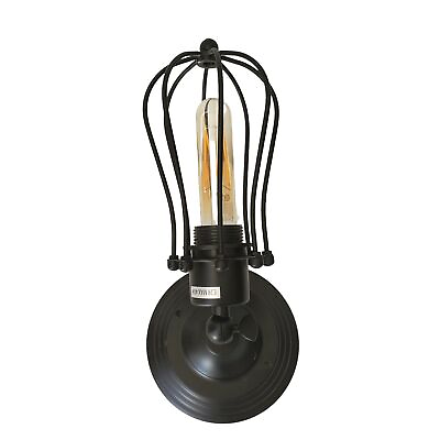#ad 2 Black Wire Wall Sconces Wall Mount Caged Lights Adjustable Joint Amber Light $39.99