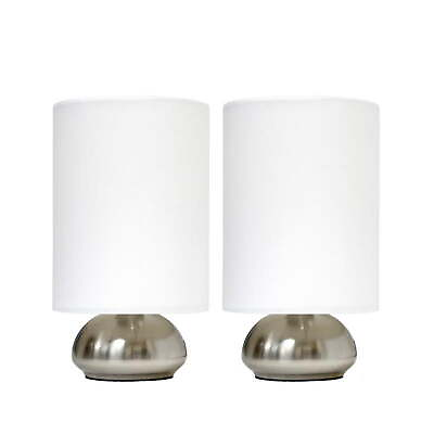 #ad Gemini 2 Pack Mini Touch Lamp with Brushed Nickel Base and Ivy Fabric Shades $20.23