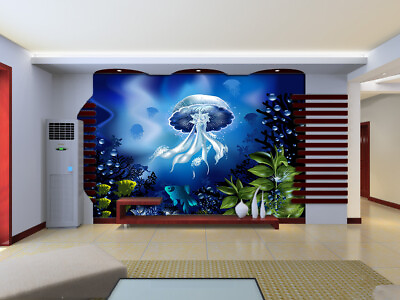 #ad 3D Large Jellyfish A597 Animal Wallpaper Mural Self adhesive Removable Zoe AU $379.99
