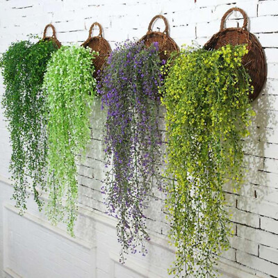 #ad Fake Artificial Vines Flower Wall Hanging Faux Rattan Plant Flower Home Deco $7.61