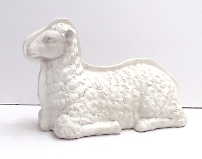#ad Vintage Inspired Lamb Sheep Laying Down White Resin Figurine $24.99