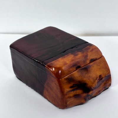 #ad Vintage Mid CENTURY Handmade Wood Box Jewelry Trinket RING Box NATURAL TREE BURL $29.00