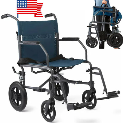 #ad Portable Lightweight Steel Transport Chair Wheelchair w 12quot; Back Wheel Chairs US $209.99