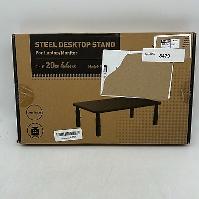 #ad Wali STT003 2 Adjustable Black Matte Steel Desktop Stand For Laptop Monitor $34.99