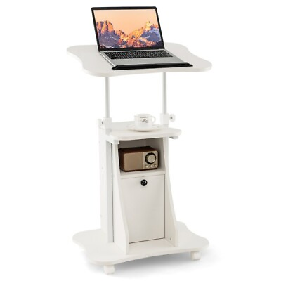 #ad Mobile Rolling Laptop Computer Desk Cart Height Adjustable Office w Tilt Desktop $73.97