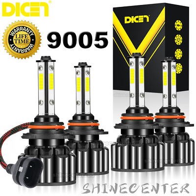 #ad 4 Side H10 9145 LED Fog Light 9005 Headlight Kits High Power Bulbs 6000K 4PCS $19.49
