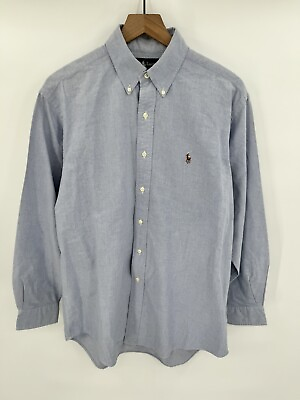 #ad Ralph Lauren Yarmouth Oxford Blue Cotton Button Down Long Sleeve Shirt Men 16 33 $16.99
