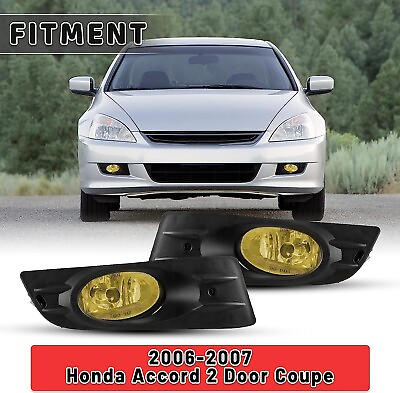 #ad Fog Lights for Honda Accord 2Dr Sedan 2006 2007 Yellow Bumper LampSwitchWiring $45.99