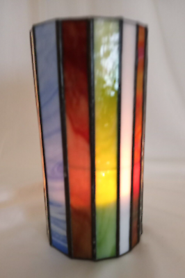 #ad Vintage Leaded Handcrafted Leaded Stained Glass Candle Holder $58.00