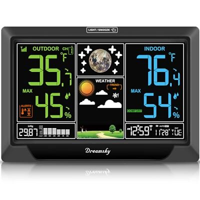 #ad Weather Station Indoor Outdoor Thermometer Wireless with Atomic Clock Colorf... $51.55