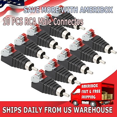 #ad 10 Pcs Speaker Wire Cable To Audio Male RCA Connector Adapter Jack Plug US $8.99