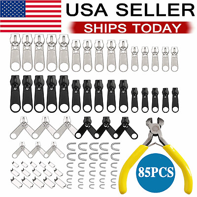 #ad 85Pc New Fix A Zipper Removable Zip Slider Rescue Instant Repair Kit Replacement $13.99