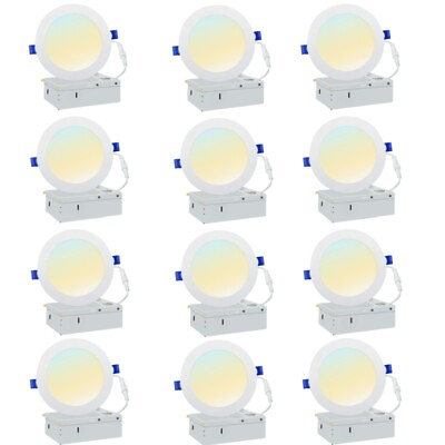 #ad 12 Pack 12W 6 Inch Ultra Thin LED Recessed Ceiling Lights Slim with Junction Box $75.99