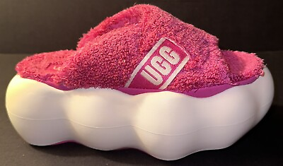 #ad UGG Pink Terry Sugar Cloud 3quot; Platform Slipper Slide Sandals Size 6 New 1138178 $89.95
