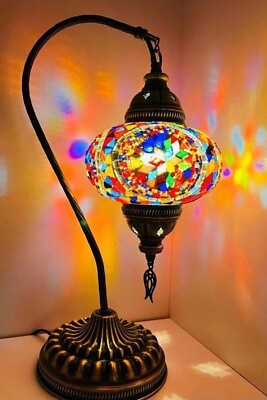 #ad mosaic colorful swan table bedside mood lamp lampshade $54.00