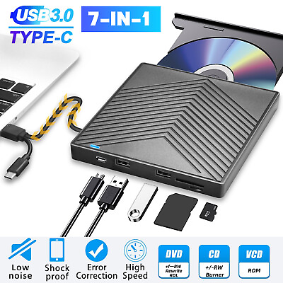 #ad External CD DVD Drive for PC Laptop Windows 11 10 USB 3.0 Burner Reader Writer $23.98