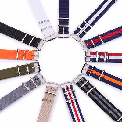 #ad 18mm 20mm 22mm 24mm Canvas Military Nylon Watch Strap Band $6.99