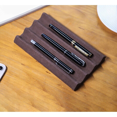 #ad Luxury Leather Pen Tray 3 Slots Pens Holder Velvet Pen Display stand Organizer $22.59