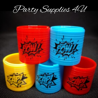 #ad 3pk Super Hero Mini Slinky Stocking Party bag filler fidget kids springs boys GBP 2.99
