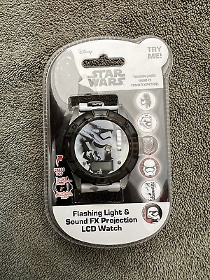 #ad Disney Star Wars Watch Stormtrooper Light Sound FX Projection LCD 6 Pictures $39.95