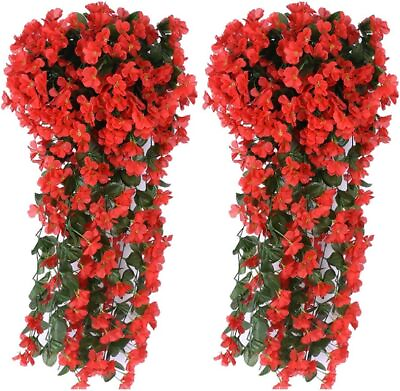 #ad Hanging Artificial Violet Ivy Flowers 2 Packs Fake Hanging Flowers Plant for ... $33.13